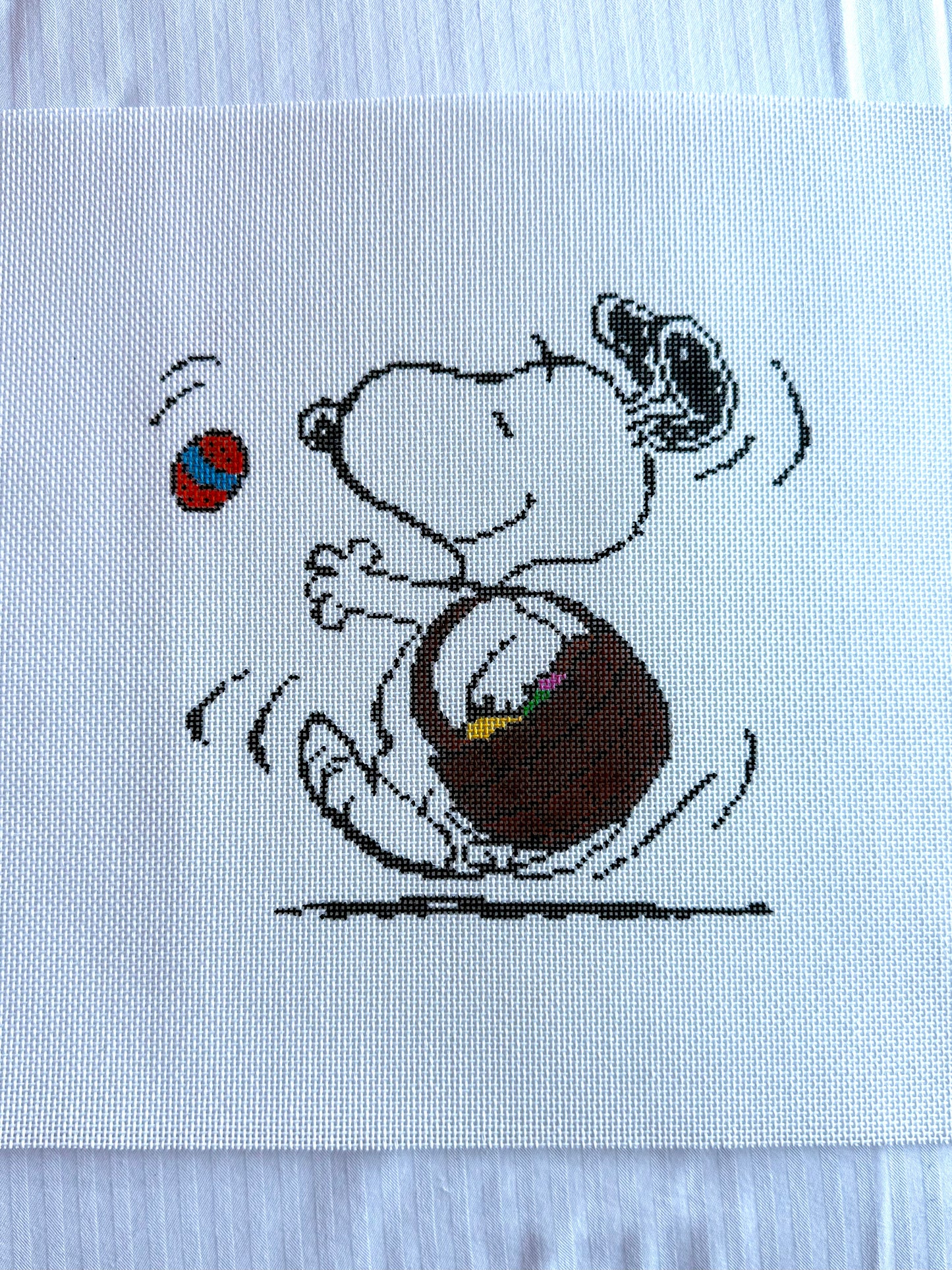 PNTS-EAST4 - Snoopy Dancing with Easter Basket Canvas