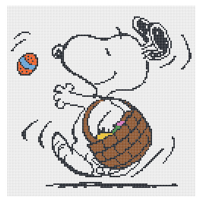 PNTS-EAST4 - Snoopy Dancing with Easter Basket Canvas
