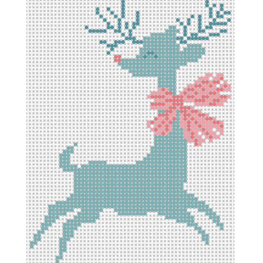 K213 - Retro Teal Reindeer with Bow