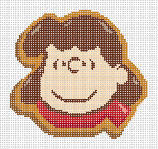 Needlepoint Canvas of Peanuts Lucy as Gingerbread Cookie