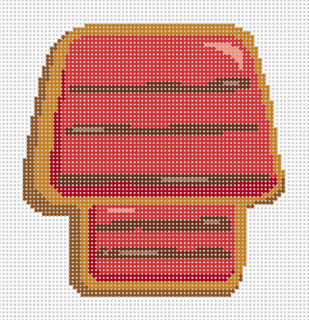 Needlepoint design of Gingerbread Cookie Dog House from Peanuts on 18 mesh