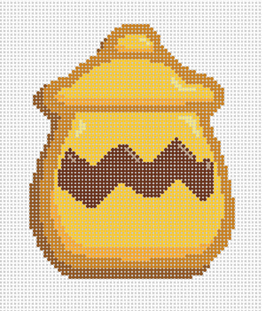 Needlepoint design of Gingerbread Cookie of Peanuts cookie jar on 18 mesh