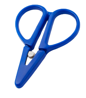 Blue scissors on a white background