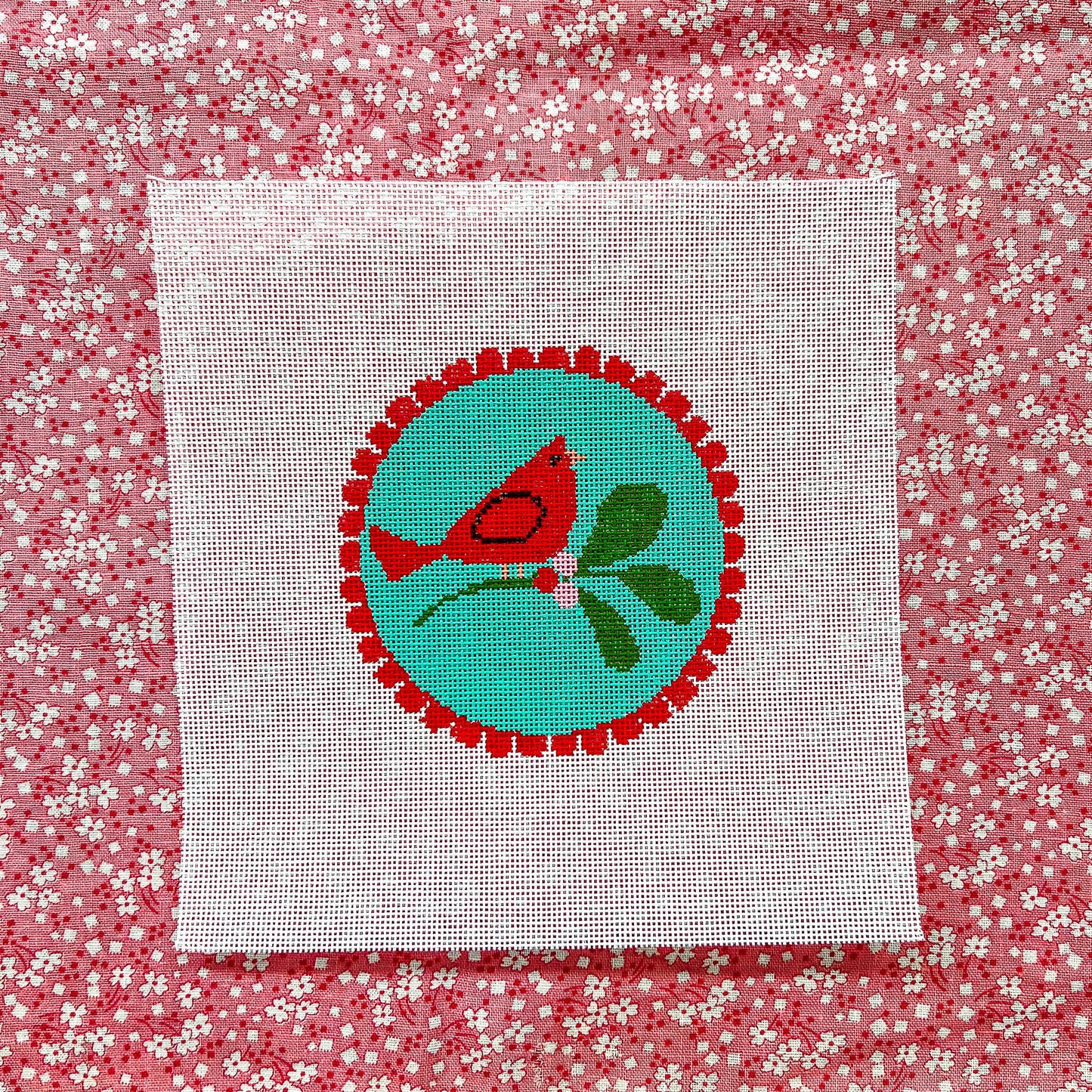 KICH66 - Red Scallop - Cardinal on Teal