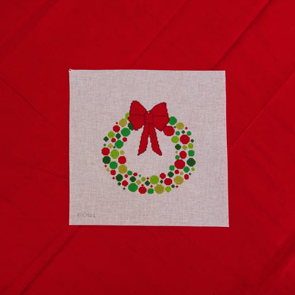 KICH61 - Bauble Dots Green/Red Traditional - Wreath