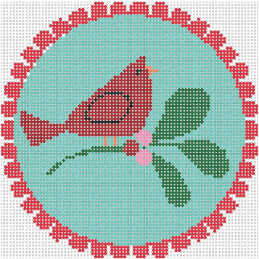 KICH66 - Red Scallop - Cardinal on Teal