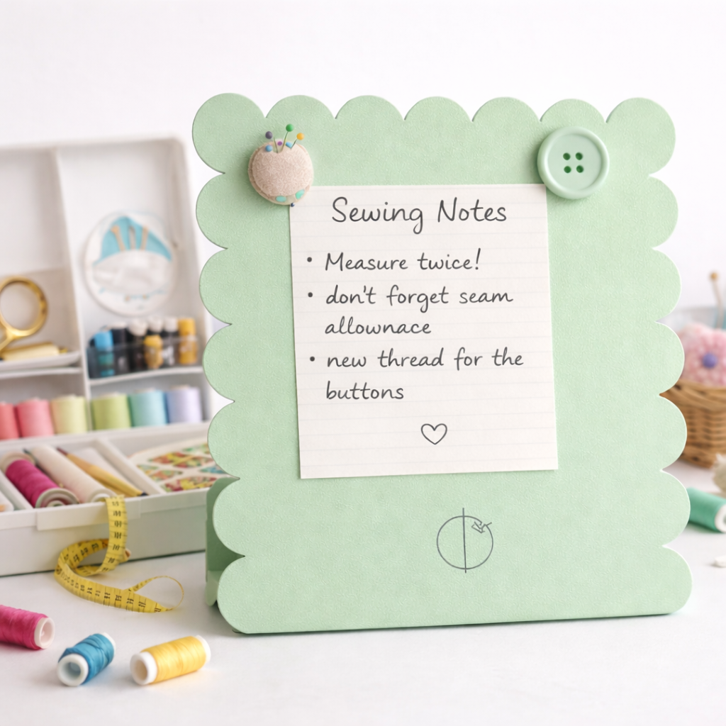 Scalloped Metal magminder board - sage color