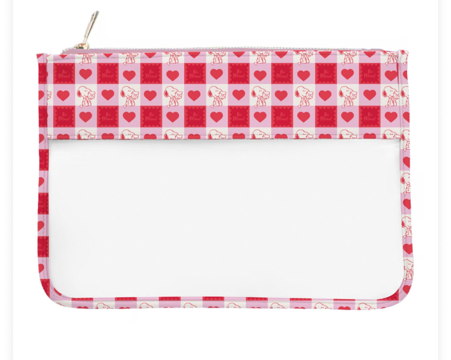 PVC pouch featuring gingham check and Peanuts Snoopy