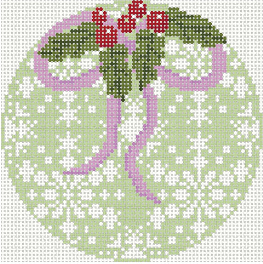 K342 - Snowflake Ornament - Purple Bow